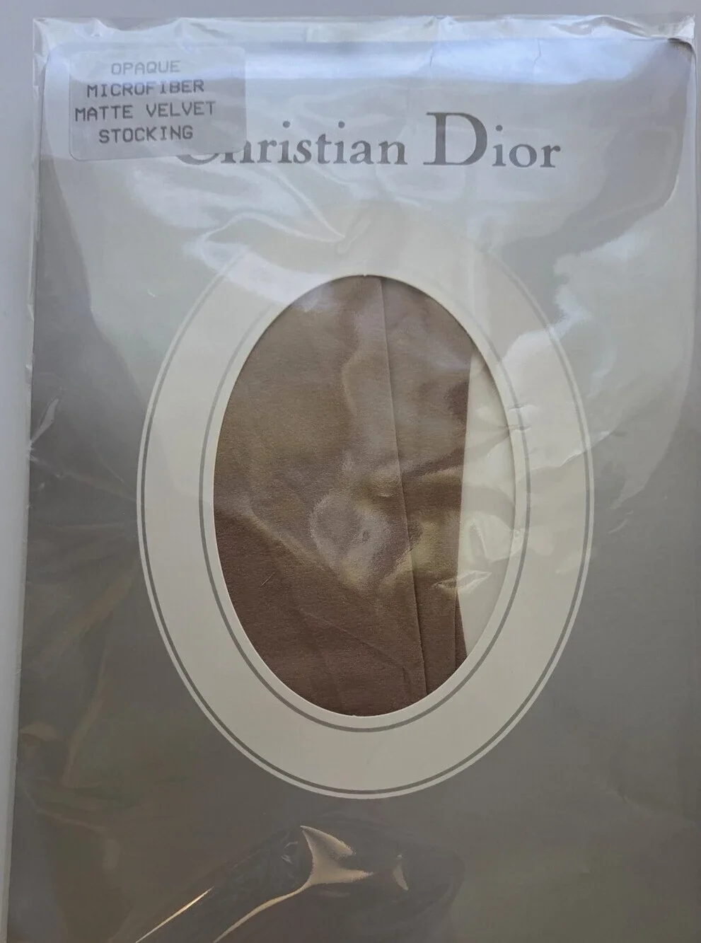 Christian Dior nylon vintage lace top thigh high nude stockings
